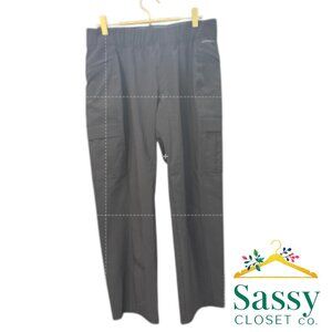 Eddie Bauer Black Utility Pants Zip Pockets Pull‑On Hiking Outdoors Sz 10 EUC